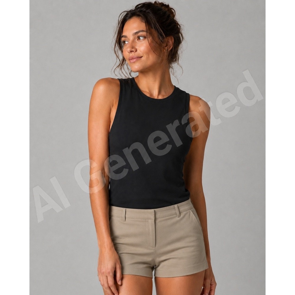 Leith Women's Black Stretch Sleeveless Tank Top XS Fitted Minimalist Layering